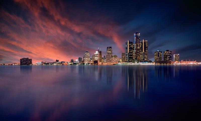Detroit Skyline at dusk